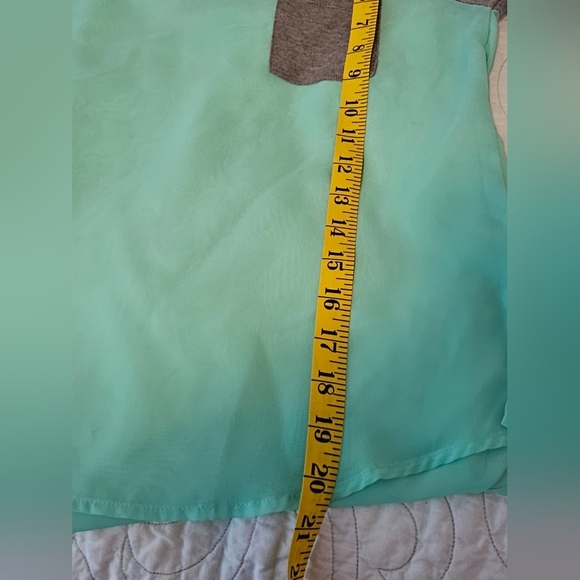 Heart N Crush Mint Sheer and Gray Long Sleeve Top Girls Large - Picture 5 of 5